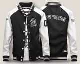 正品代购MLB棒球服男NY棒球衫保暖挡风夹克韩版潮牌黑白色外套