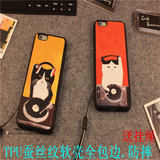 原创意柴犬哈士奇狗狗苹果5s iPhone6 6s 6plus手机外壳套油画猫