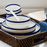 朵颐欧式创意陶瓷碗盘餐具套装 西式简约西餐碗碟套装餐具 冰之蓝