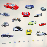 世界名车标志图案汽车总动员贴纸墙贴卡通儿童房幼儿园背景墙装饰