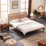 北欧实木床1.5m简约双人床1.8米婚床小户型卧室家具原木色紫檀木