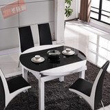 圣依斓现代简约烤漆钢化玻璃餐桌可折叠伸缩储物火锅餐桌椅组合