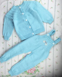 纯手工编织儿童 宝宝 婴儿套装 毛衣 外套+背带裤 满月送礼套装