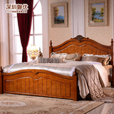 深圳磐优美式乡村实木床大床1.8米双人床家具简美1.5米单人床橡木