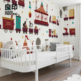 良印动物马戏团创意儿童房无缝壁纸欧式环保男孩女孩卧室墙纸壁画