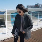 2015春秋韩版新款小西装女茧型宽松大码百搭长袖针织西装外套