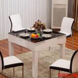 正方形方桌小户型伸缩餐桌四方实木可折叠钢化玻璃餐桌椅组合6人4