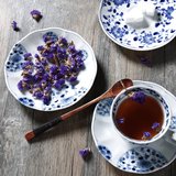 日本进口 蓝凛堂 创意青花釉下花边 高轻量强化瓷 咖啡杯碟套装