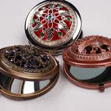 俄罗斯镜高档金属随身双面可放大化妆镜 折叠便携小镜子 复古美观