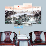 现代简约新中式沙发背景客厅装饰画山水风景三联无框画挂画壁画