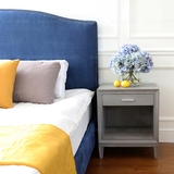 灰色实木床头柜小美式储物抽屉柜子样板房家具设计师简约北欧宜家