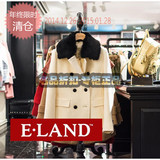 新款ELAND专柜正品代购冬装毛领毛呢外套大衣EEJW44954B JW44954B