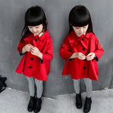 女童春装外套童装2016新款韩版春秋儿童宝宝休闲长袖红色上衣风衣