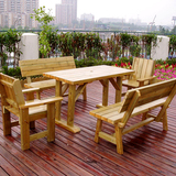 户外防腐木休闲 桌椅露天公园庭院实木桌 椅子碳化木桌凳组合桌子