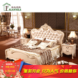 欧式家具实木床象牙白成套家具双人床卧室组合套装真皮床雕花大床