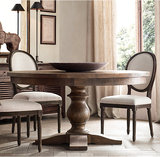 实木餐桌圆桌餐台饭桌法式复古 美式餐厅家具做旧1.2/1.5/1.8米
