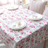 植物花卉欧式布艺棉麻餐桌台布盖布茶几彩条玫瑰桌布924