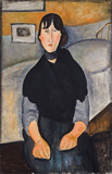 Modigliani 人物装饰画莫迪利阿尼床边的年轻女子 欣美油画