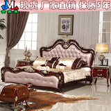 奢华现代简约欧式床新古典实木雕花双人床卧室高箱储物床1.8米白