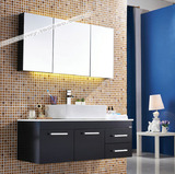 橡木浴室柜组合黑白挂墙吊柜定做简欧式卫浴洗手台上盆镜柜储物柜