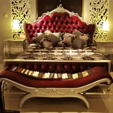 欧式床双人床1.8米奢华实木雕花床新古典结婚床美式真皮床卧室床