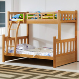 儿童榉木实木子母床高低床上下铺梯柜床成人双层床1.51.2米拖床