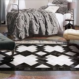 欧美客厅家庭地毯设计师抽象图案现代卧室新款茶几黑白色几何风格
