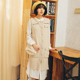 16春季新款韩版时尚日系手工缝线中长款针织开衫女款马甲毛衣女