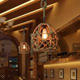 美式简约复古风个性艺术铁艺loft创意餐厅KTV酒吧台工业麻绳吊灯