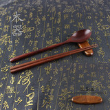 日式和风 两用实木筷子架托 特价原木勺筷套装筷托 木质勺子筷子