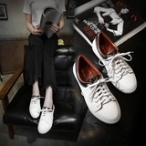 16小白鞋女夏系带韩版学生平底运动鞋板鞋圆头单鞋舒适百搭休闲鞋