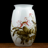 景德镇陶瓷手绘花瓶摆件名人大师手工新中式玄关客厅家居饰品摆件