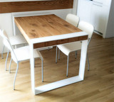 北欧铁艺复古拼花地中海餐桌实木客厅小户型餐桌长方形办公桌书桌