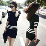 韩版大码女装夏季修身短袖T恤包臀短裙两件套女时尚休闲运动套装
