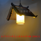 中式餐厅吊灯 仿古木艺花格单头阳台灯 个性创意过道门庭玄关吊灯