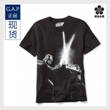 Gap专柜正品星球大战短袖T恤男士纯棉黑色体恤上衣黑武士印花男装