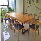 LOFT美式复古工业风办公桌简约实木餐桌多人长方形简约餐桌椅组合