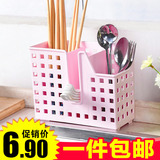 包邮吸盘无痕挂式沥水筷子笼厨房壁挂勺子筷子筒餐具收纳架筷子盒