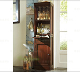 美式实木酒柜 客厅单门现代中式酒柜 实木展示柜仿古原木高级酒柜