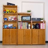 楠竹带门书柜现代简约儿童书架自由组合储物架置物架柜子储物柜