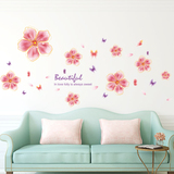 可移除墙贴纸贴画客厅卧室房间沙发电视背景墙壁装饰桃花花朵唯美