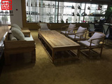 新中式禅意茶桌老榆木免漆茶桌椅组合简约实木长方形茶几茶室家具