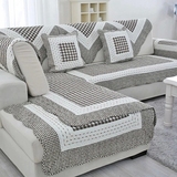 时尚欧式格子沙发坐垫外贸纯棉加厚咖啡色布艺沙发垫沙发巾沙发套