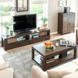 纯实木电视柜茶几组合客厅家具进口白橡木1.8米电视柜简约现代