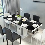简约现代伸缩餐桌钢化玻璃长方形电磁炉餐台储物餐桌椅组合小户型