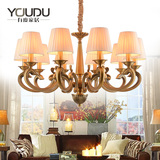 美式全铜吊灯 欧式客厅餐厅卧室灯具法式田园复古时尚古典纯铜灯