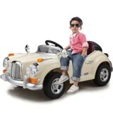四轮双驱遥控儿童电动车 单人可坐玩具电动汽车 老爷车JE128童车