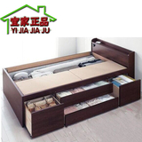 板式双人床 现代储物抽屉床 环保无甲醛板式床1.8米低高箱床