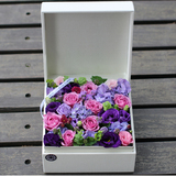 ELIZA 情人节高档紫色玫瑰礼盒进口紫色绣球花上海七夕节鲜花预定