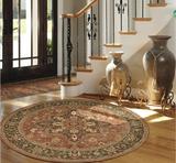 美式波斯纯羊毛红地毯米色耐脏圆形客厅茶几沙发异形床前边圆地毯